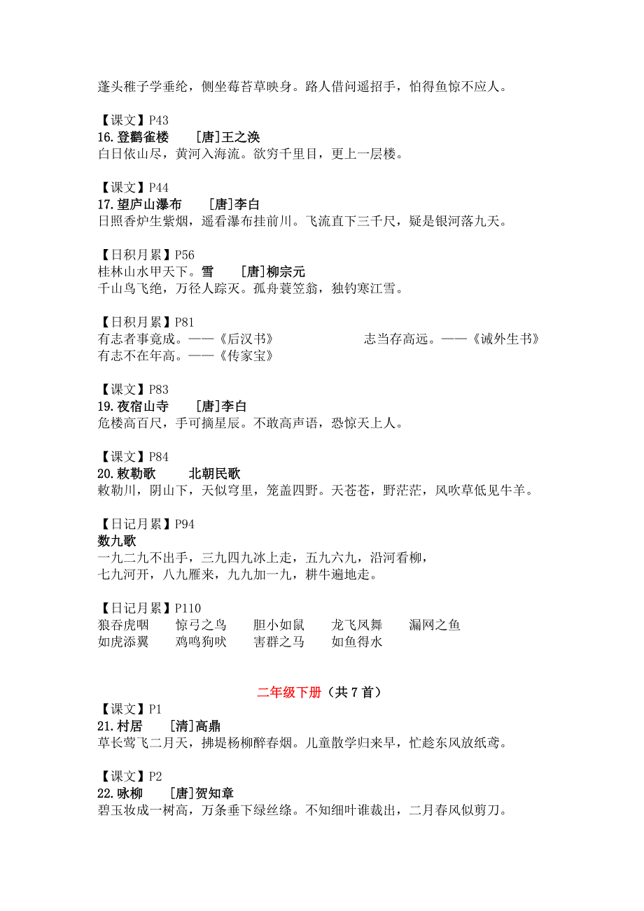 部编人教版小学语文教材古诗词汇总_第3页