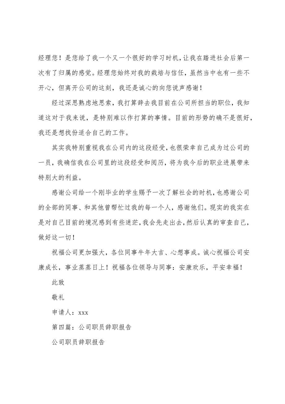 公司策划职员辞职报告(多篇).docx_第5页