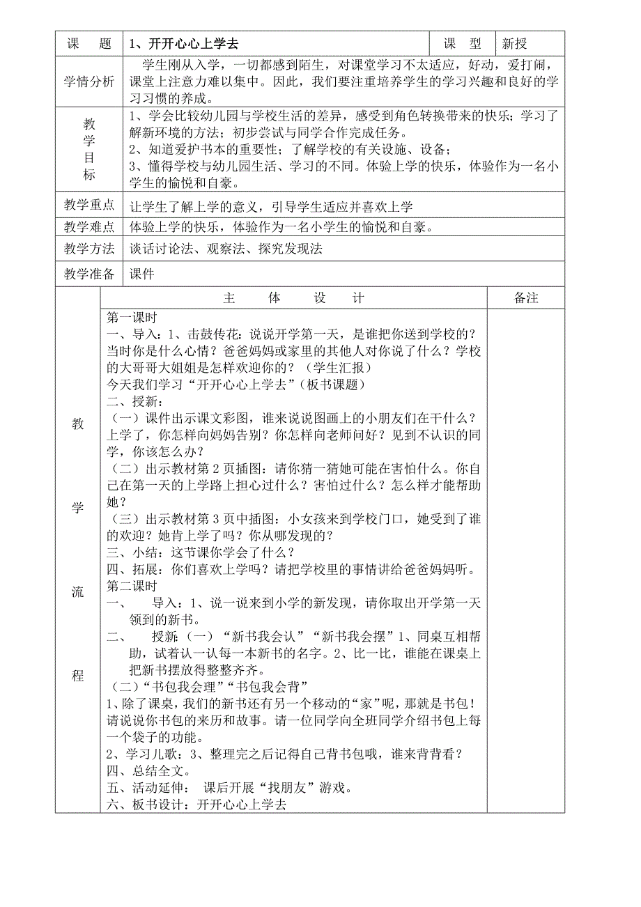 部编版人教版小学一年级上册道德与法治教案全册.docx_第4页