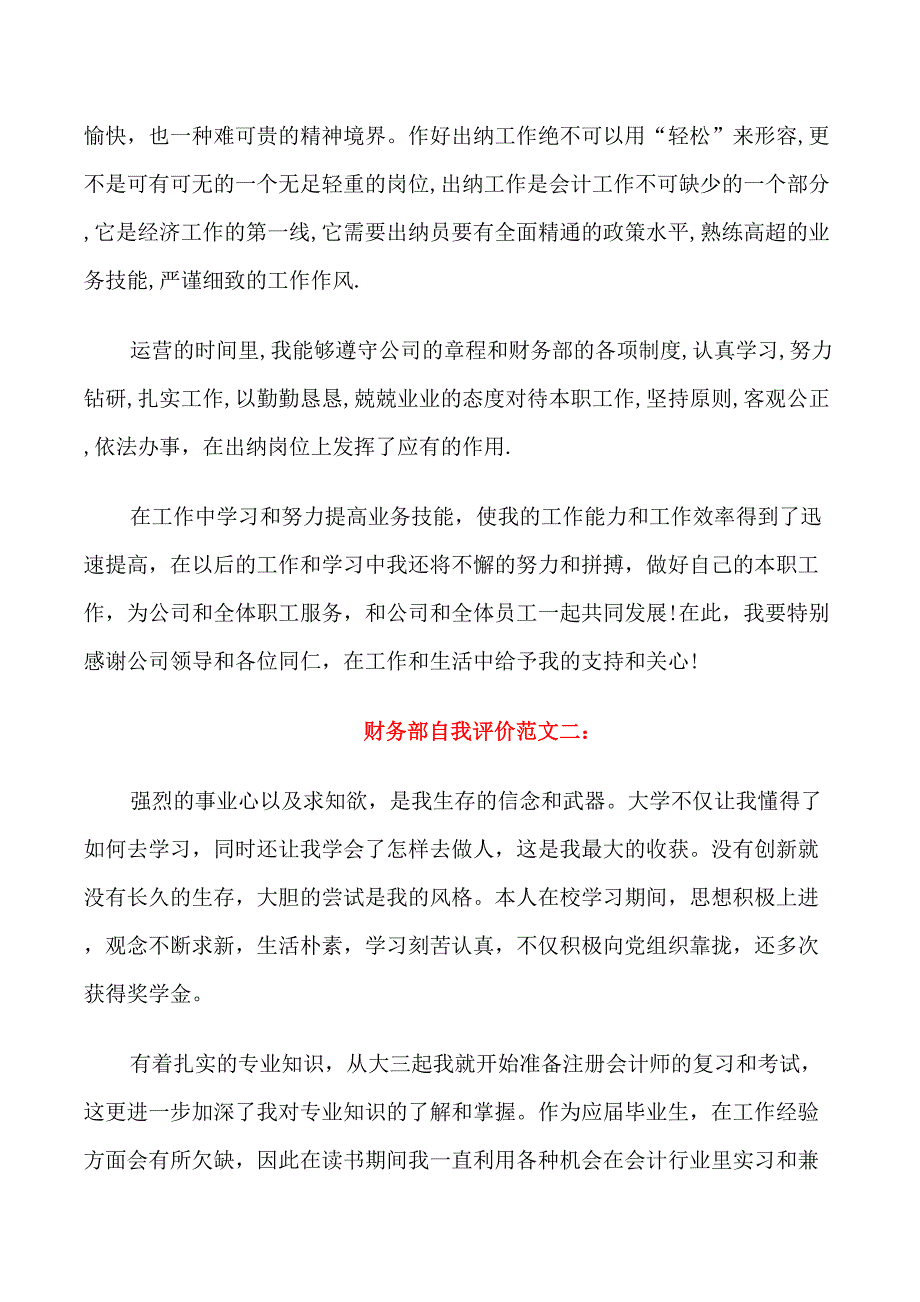 财务部自我评价_第2页