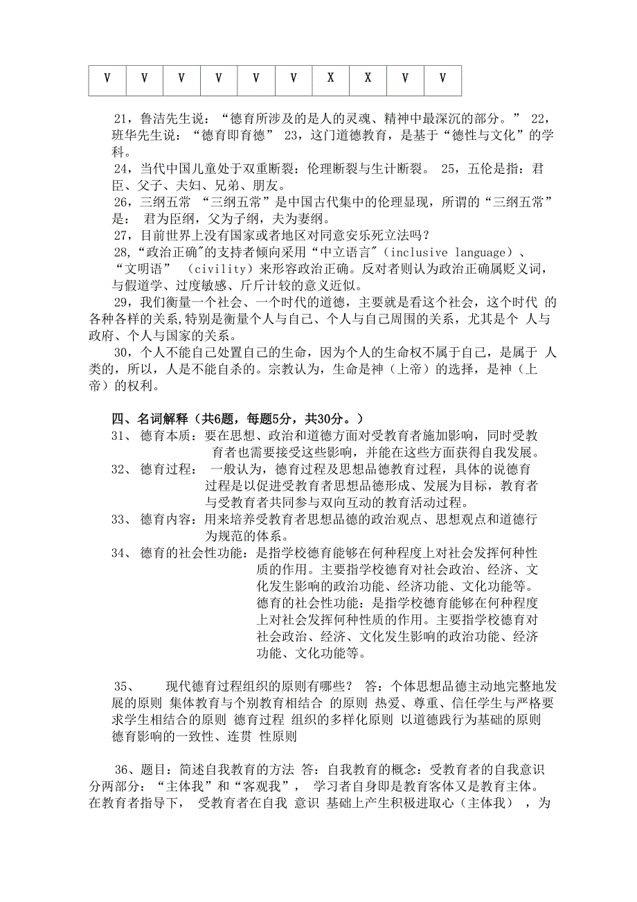 福建师范大学网络与继续教育学院《德育论A卷题_第4页