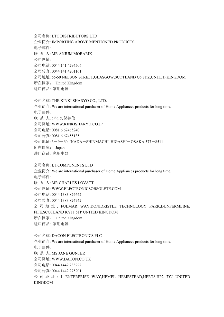 [工程科技]家用电器国外买家信息5.doc_第2页