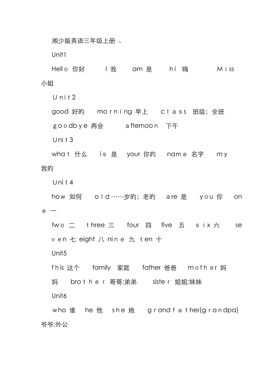湘少版1-6年级英语单词表_第1页