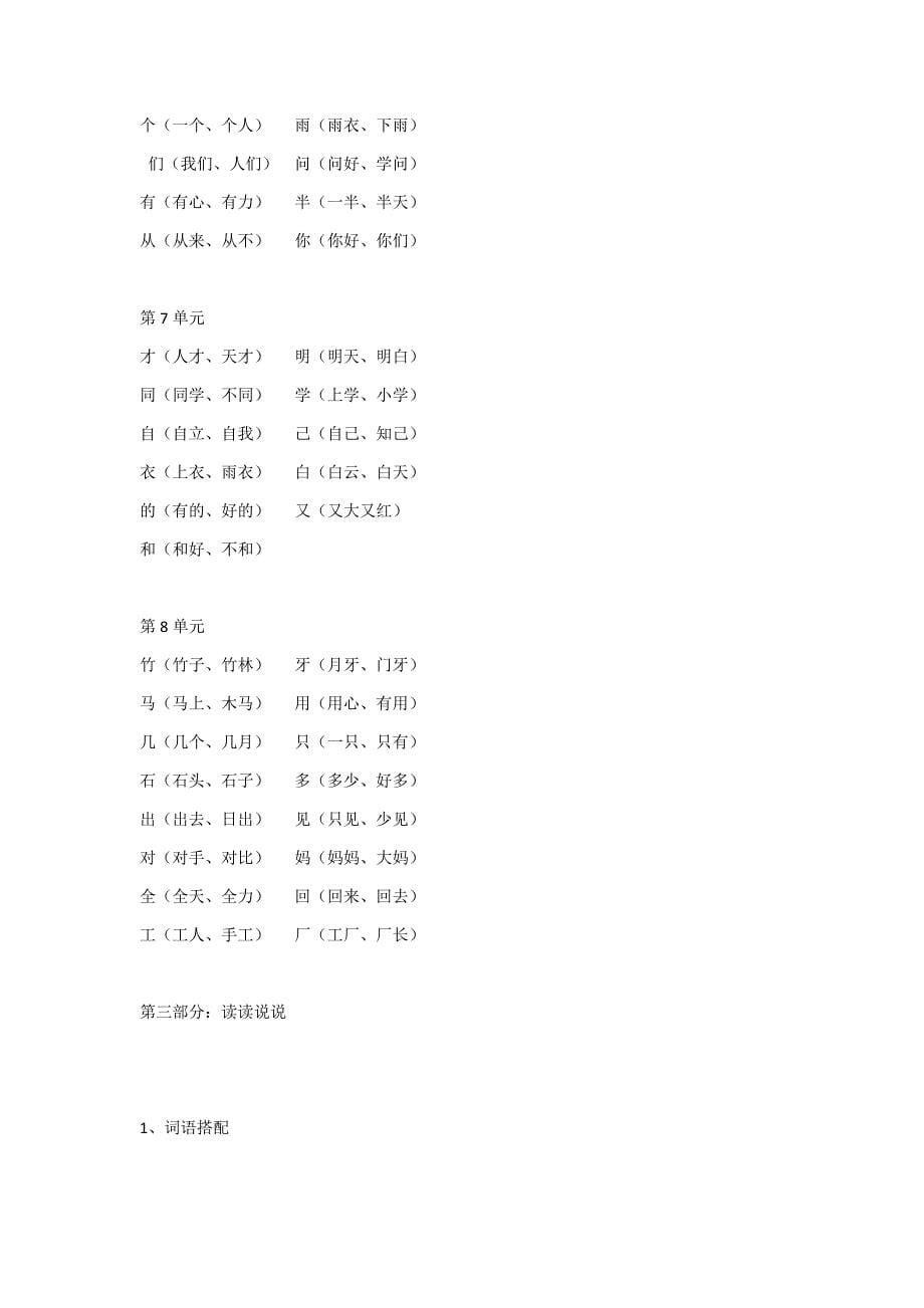 2023年部编版一年级上册语文期末复习知识点_第5页