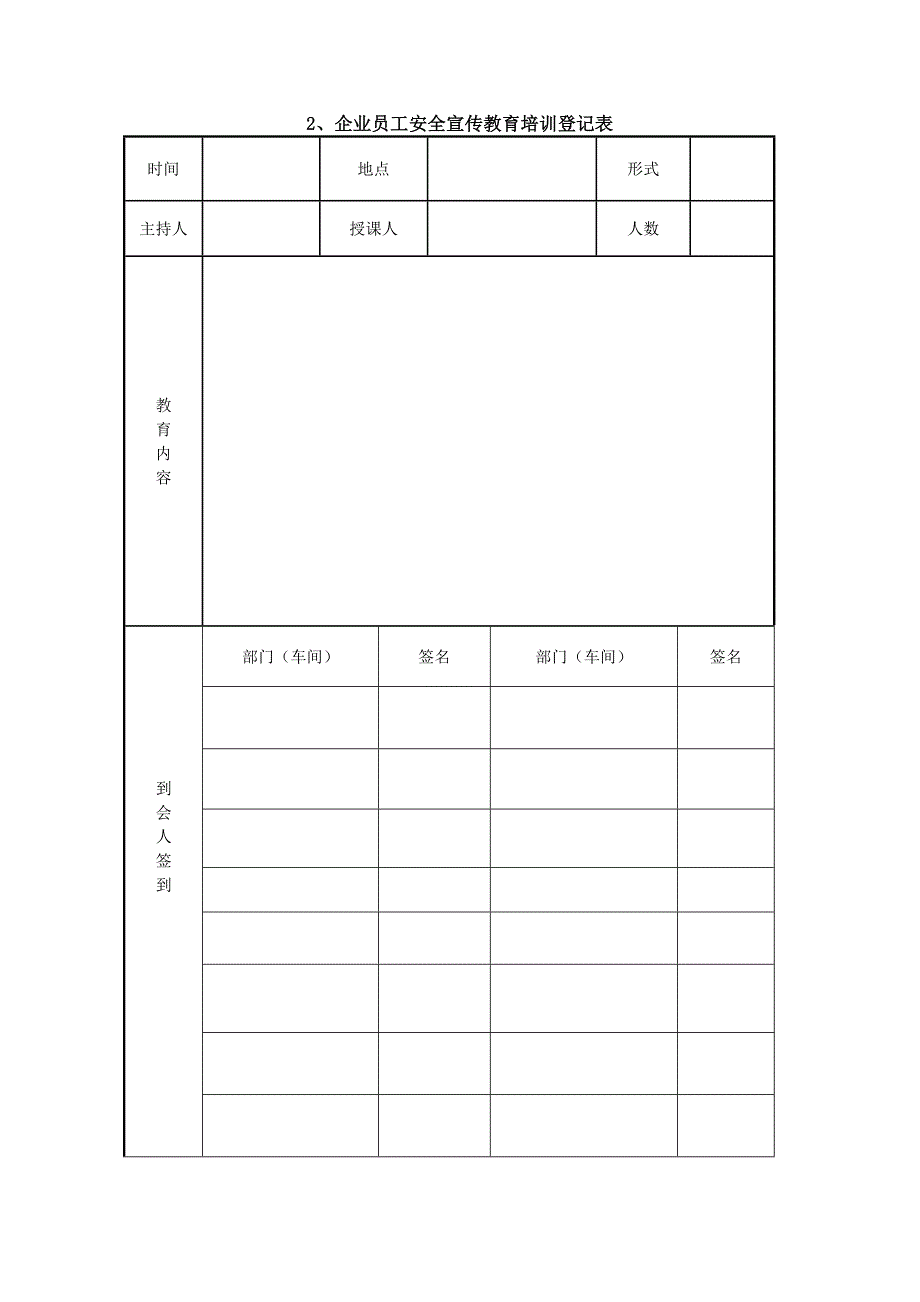 安全管理人员培训持证上岗登记.docx_第2页