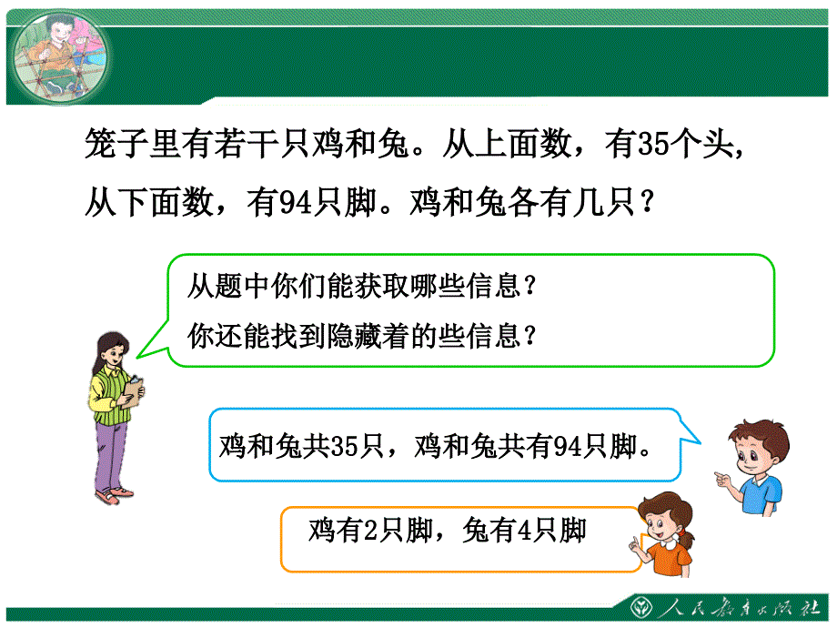 精品人教版小学四年级数学下第9单元数学广角鸡兔同笼教学课件可编辑_第4页