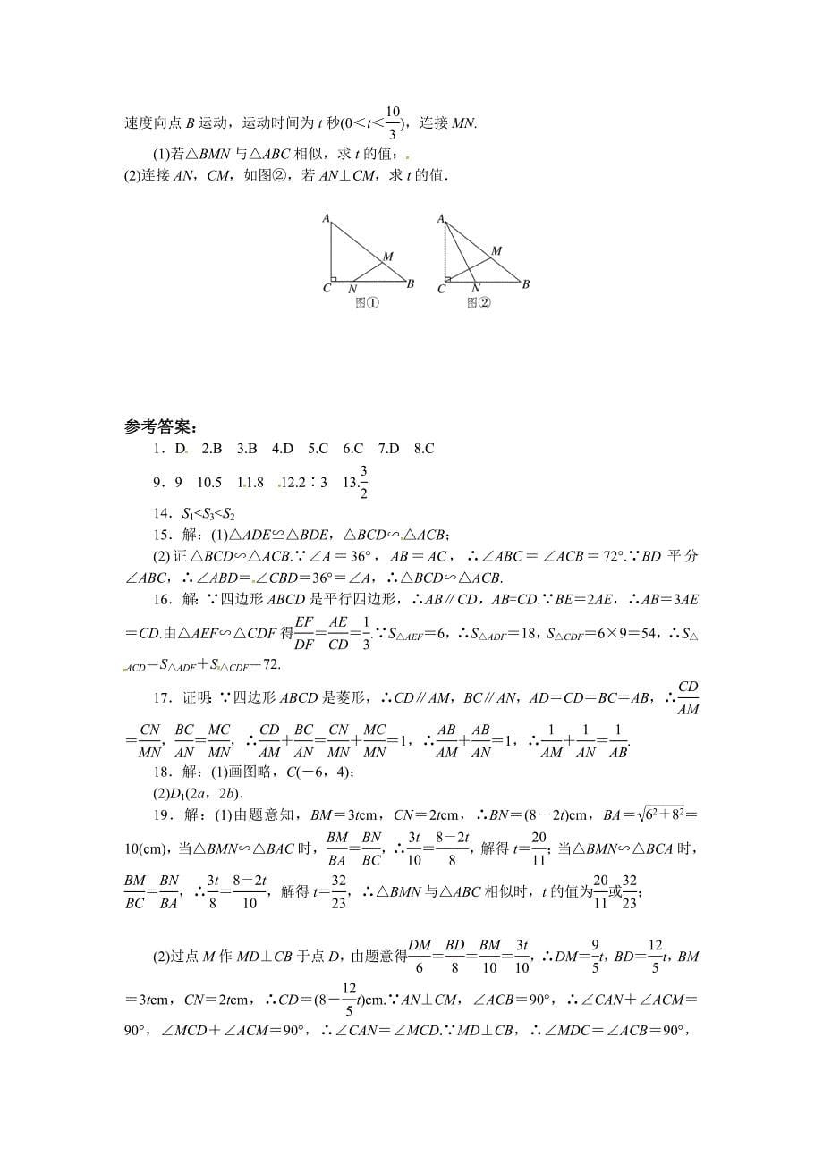 沪科版九年级数学下册练习：专项训练二　相似形_第5页