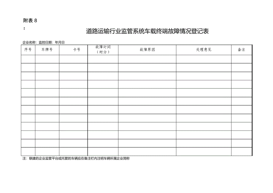 GPS监管平台管理各项表格_第4页