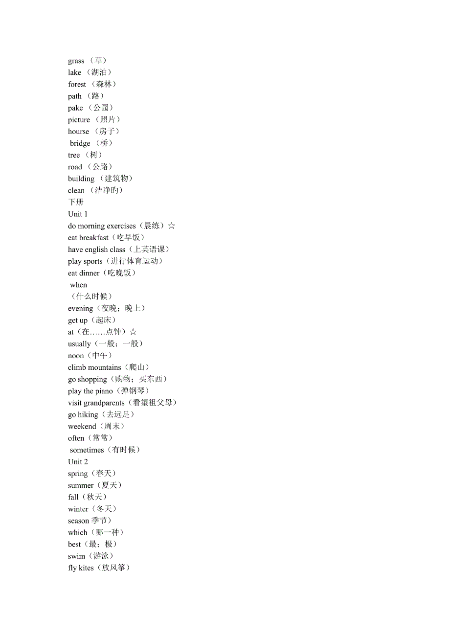 小学五年级英语单词表_第3页