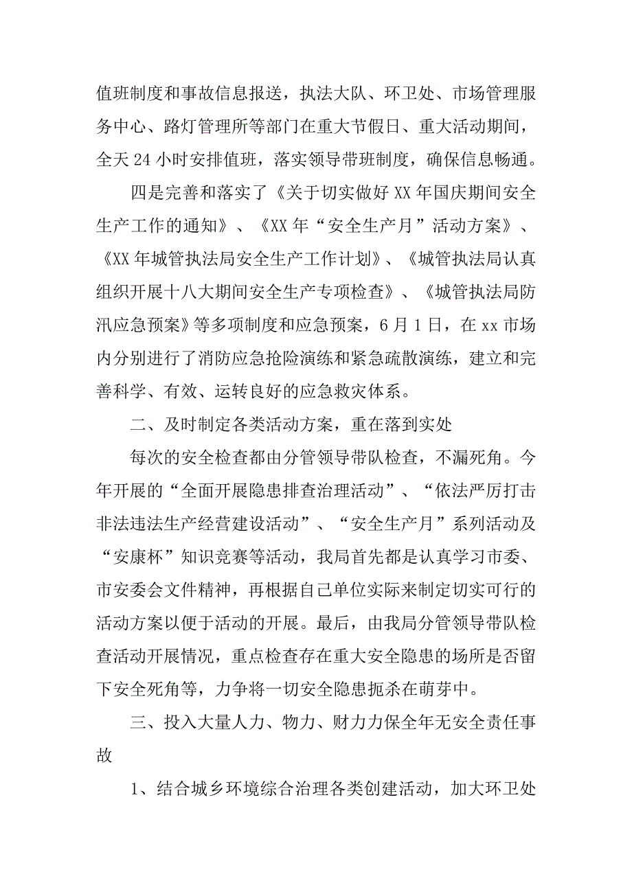 城管执法局XX年度安全生产工作汇报材料_第2页