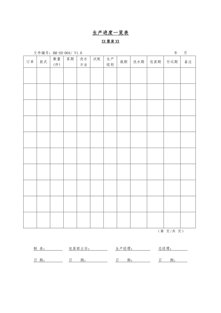 附录3服装企业质量管理体系编写常用应用表格的实例_第4页