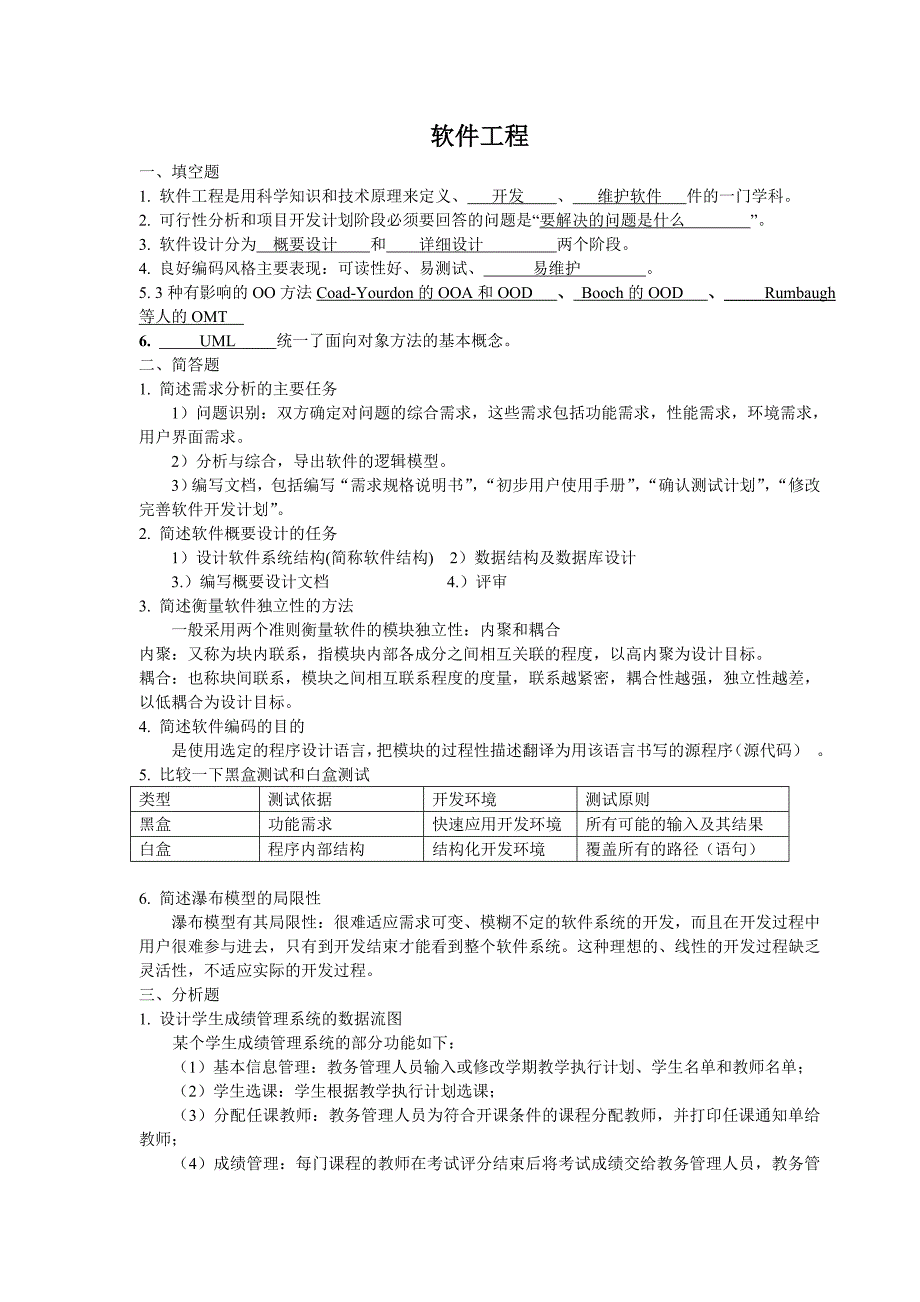 软件工程试题及答案_第1页