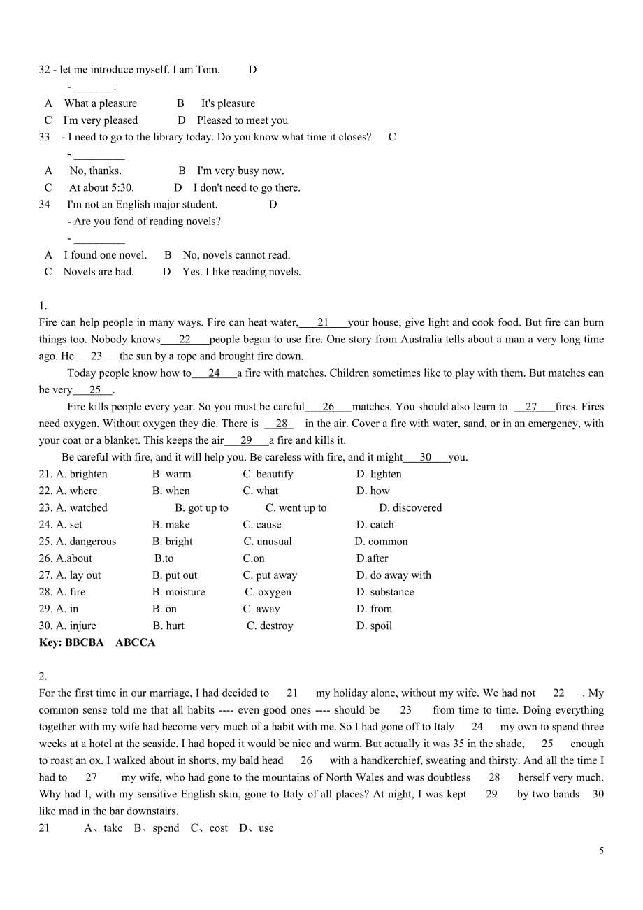 2018最新电大大学英语B统考网考小抄_第5页