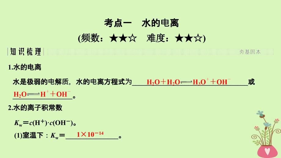 高考化学总复习第8章水溶液中的离子平衡第2讲水的电离和溶液的酸碱性配套课件新人教版_第2页