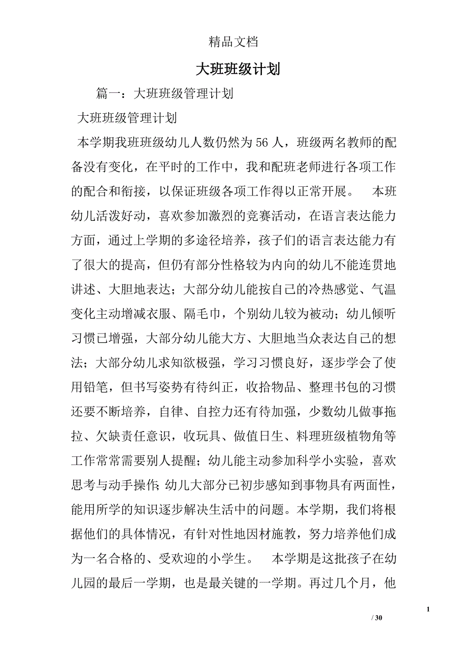 大班班级计划_第1页