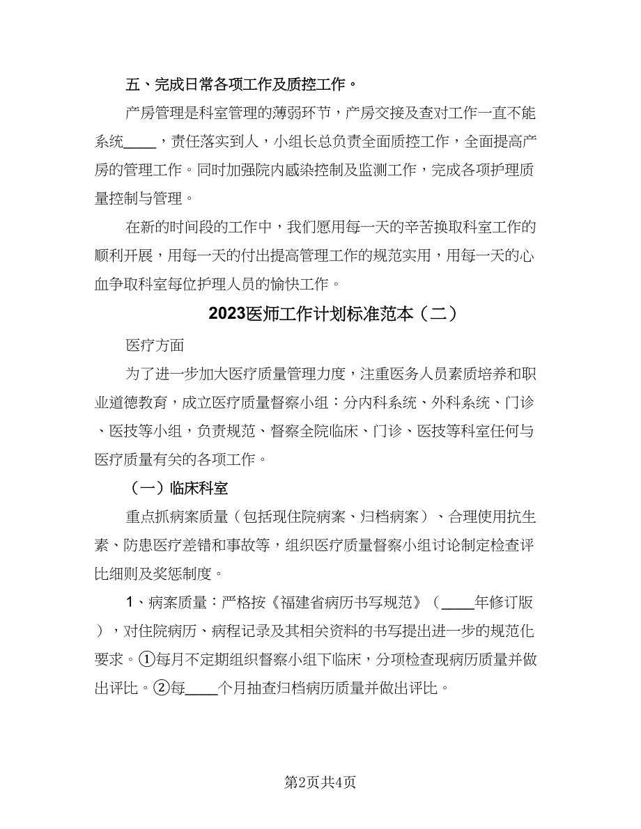 2023医师工作计划标准范本（2篇）.doc_第2页