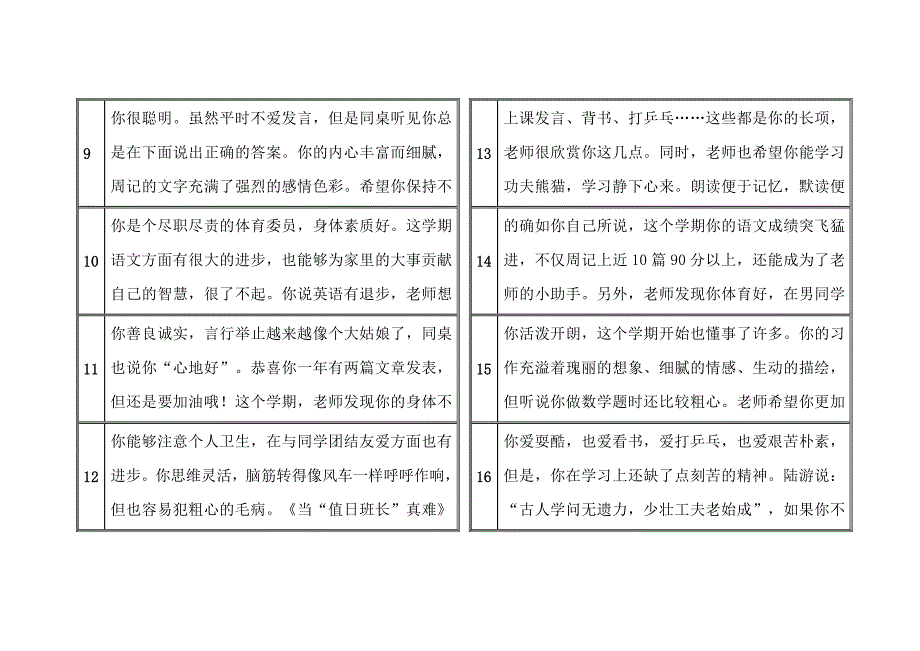 小学生素质报告单教师评语_第2页