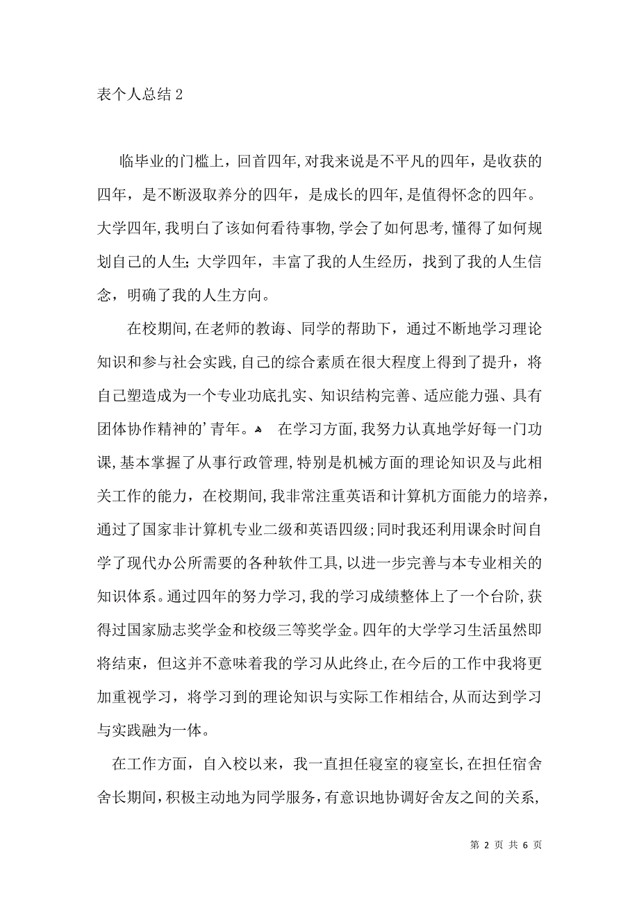 大四学年鉴定表个人总结5篇_第2页