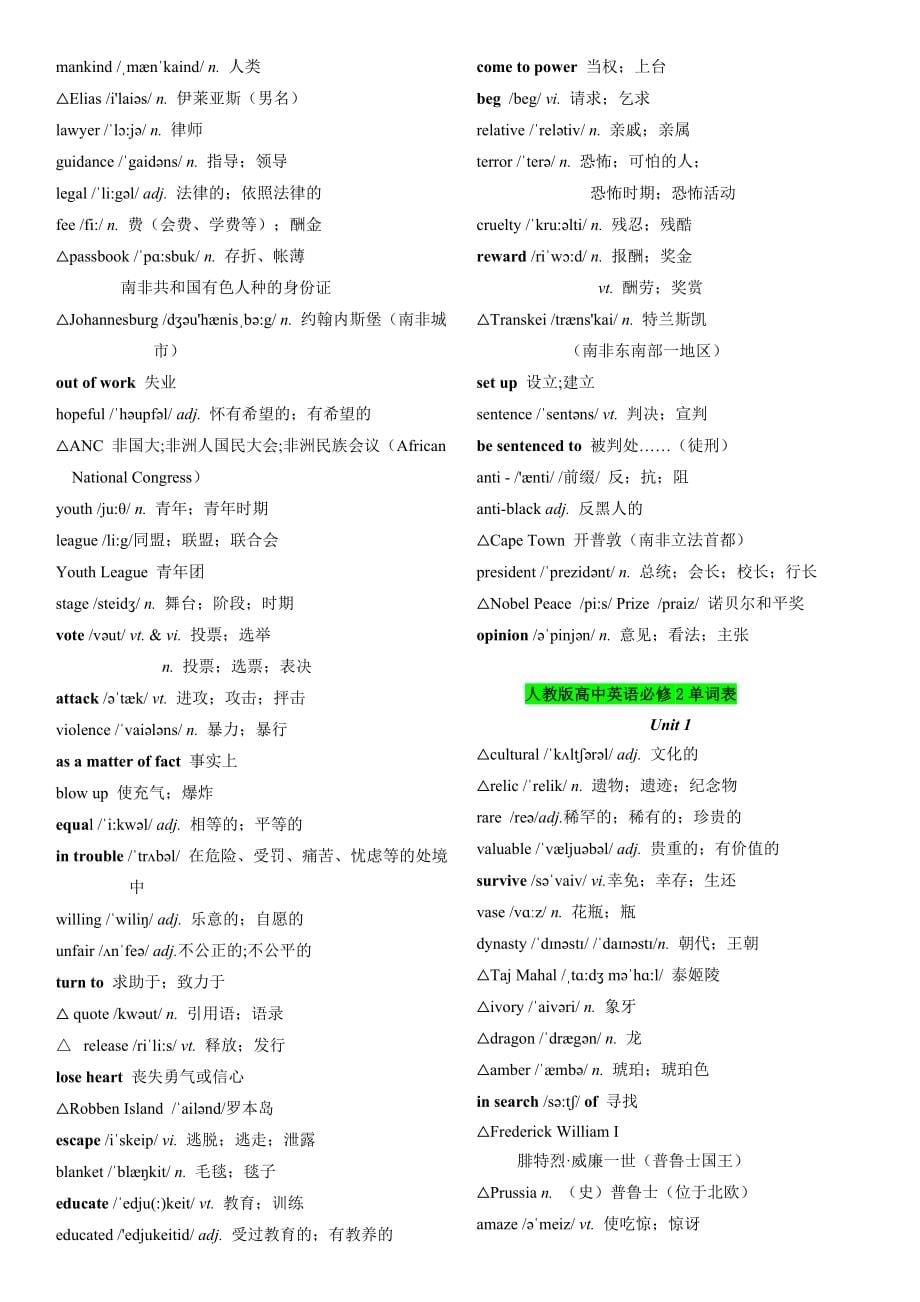 人教版高中英语单词表必修一到选修十一 (含音标)_第5页