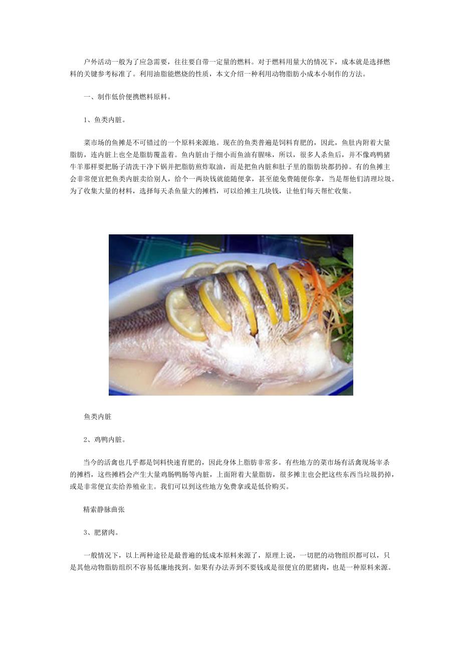 动物脂肪能制作便携燃料.docx_第1页