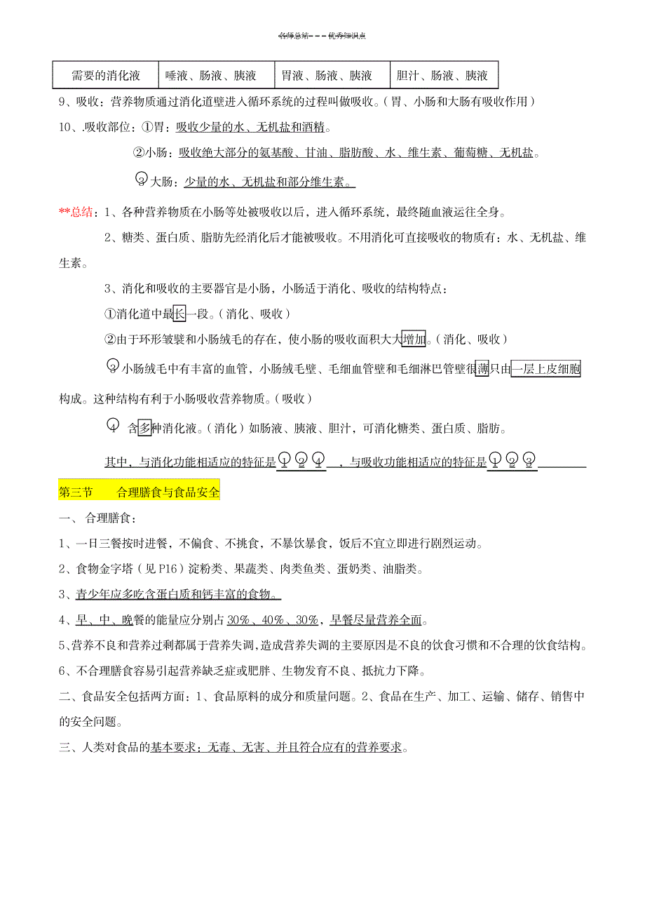 七年级生物下册知识点((济南版)_中学教育-中考_第3页