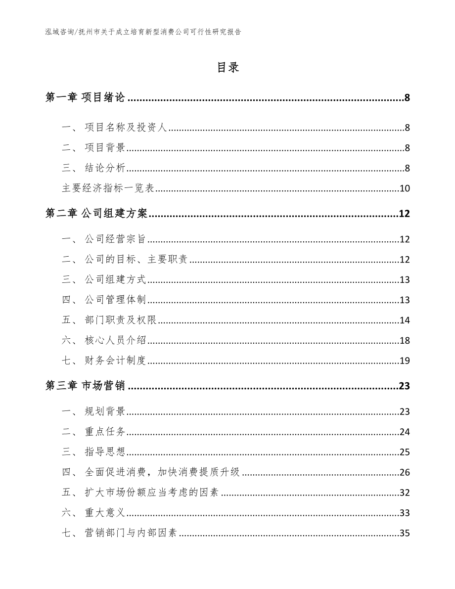 抚州市关于成立培育新型消费公司可行性研究报告【参考范文】_第1页