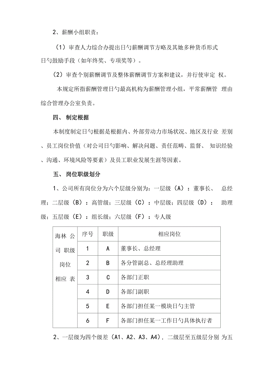 公司薪酬管理新版制度范文_第2页