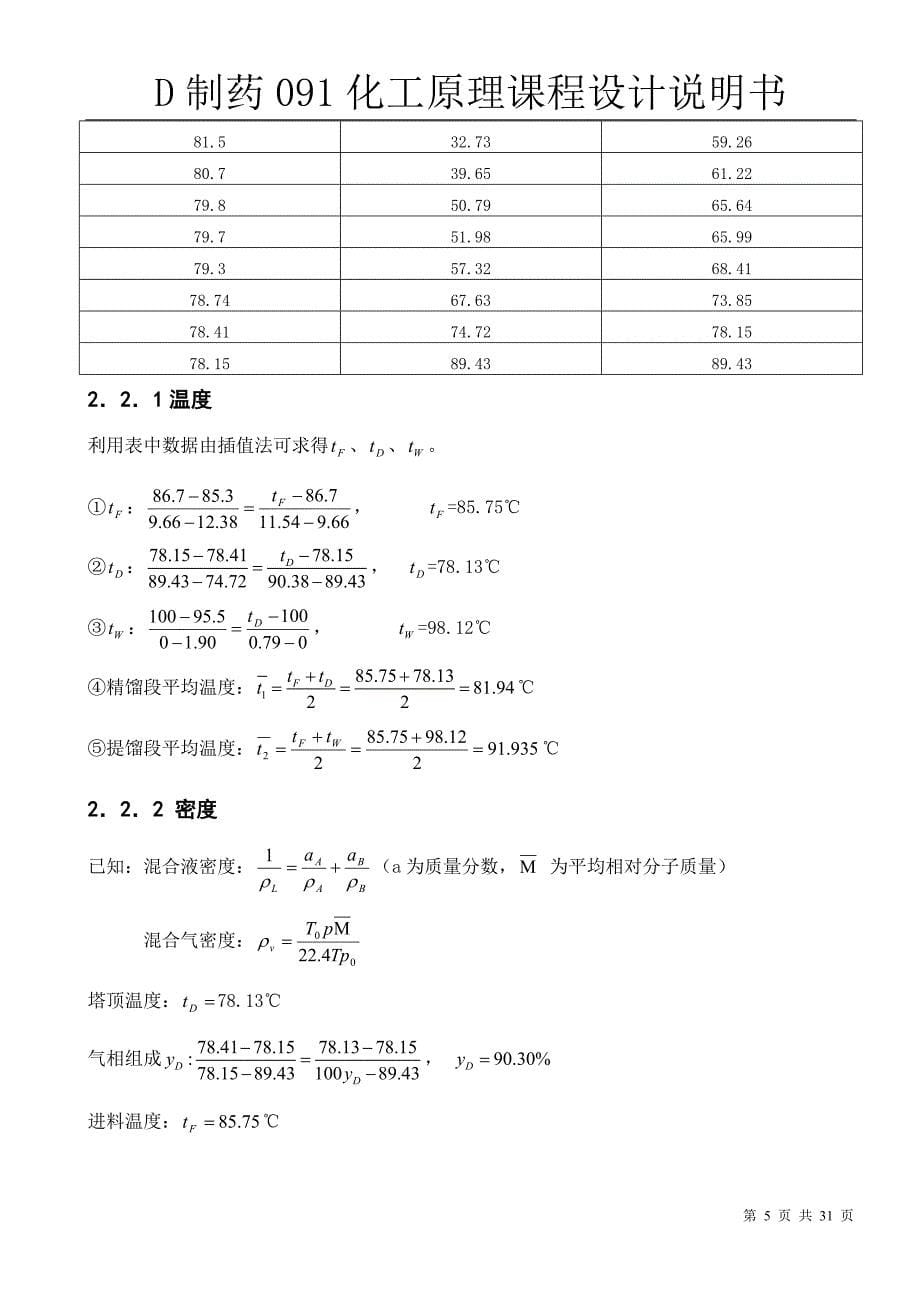 化工原理课程设计分离乙醇水溷合溶液的浮阀精馏塔设计_第5页