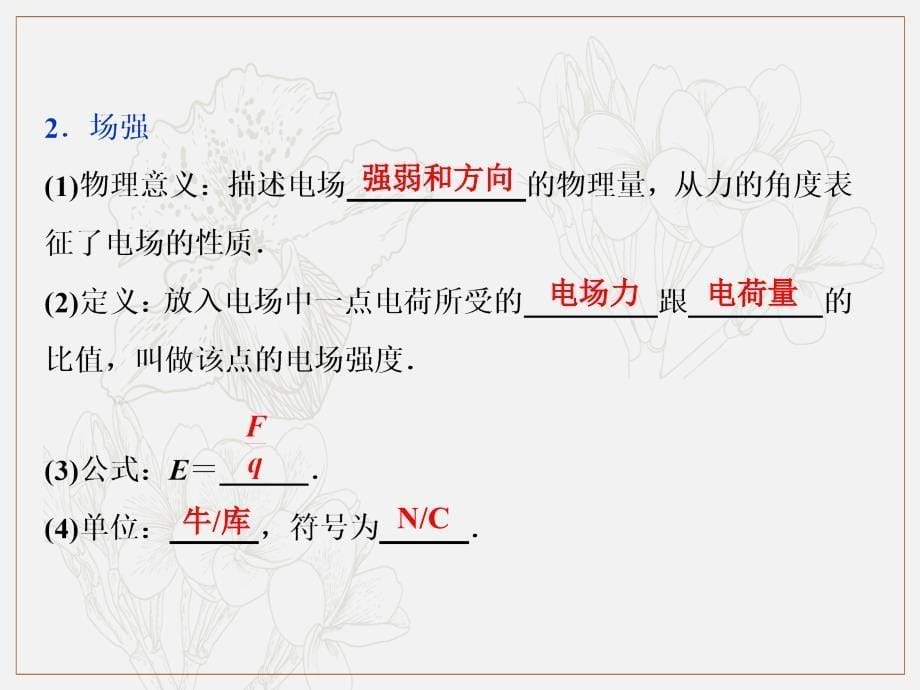 新一线增分方案教科版物理选修31同步课件：第一章 3 第3节　电场　电场强度和电场线_第5页