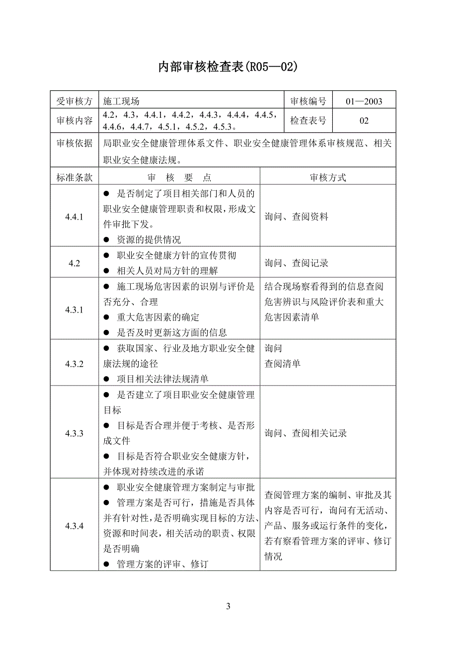 职业安全健康管理体系内审检查表.doc_第3页