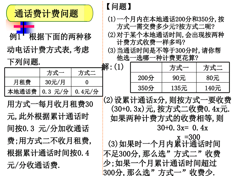 3.4.实际问题与一元一次方程电话计费问题_第3页