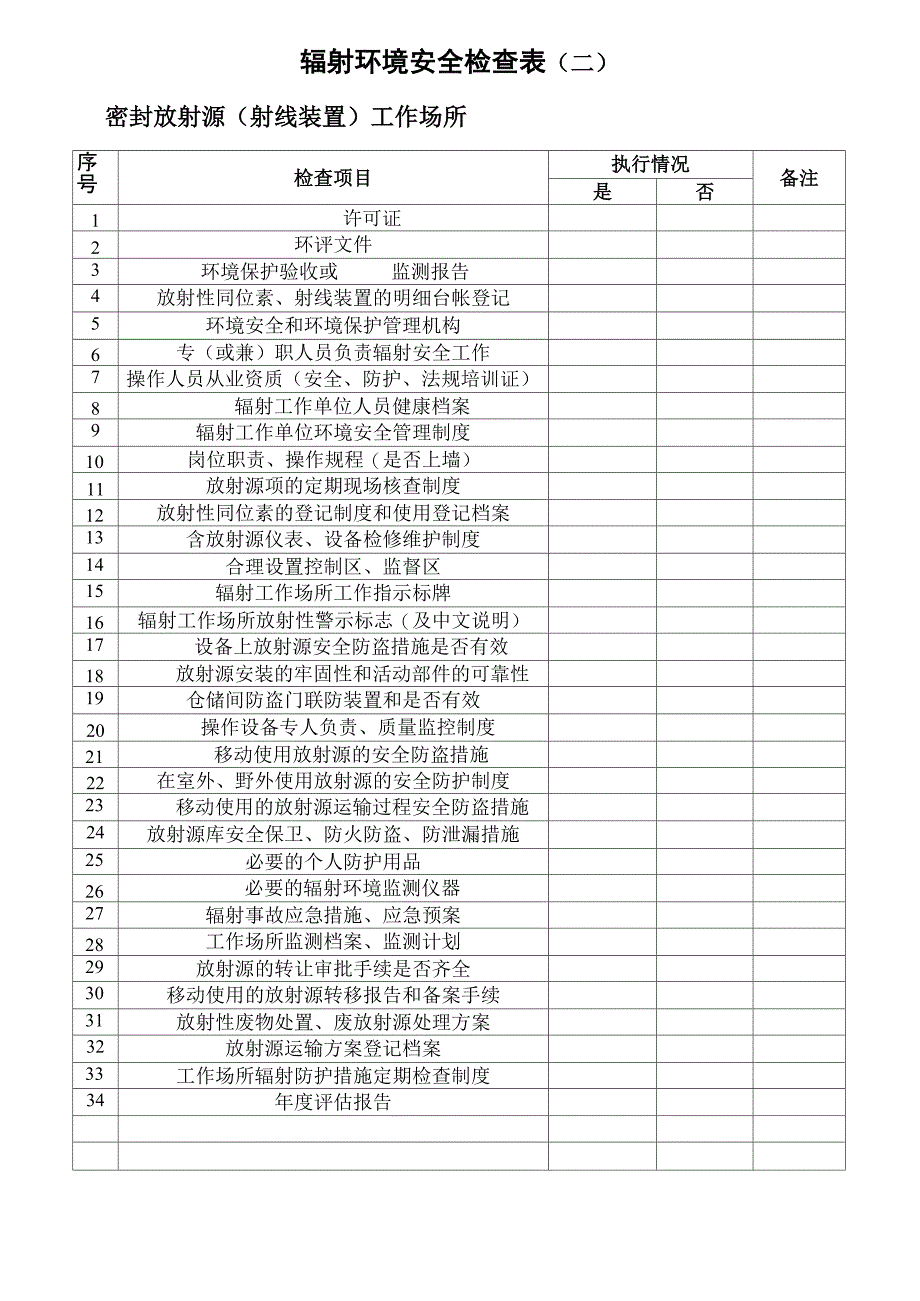辐射环境安全现场检查表_第4页