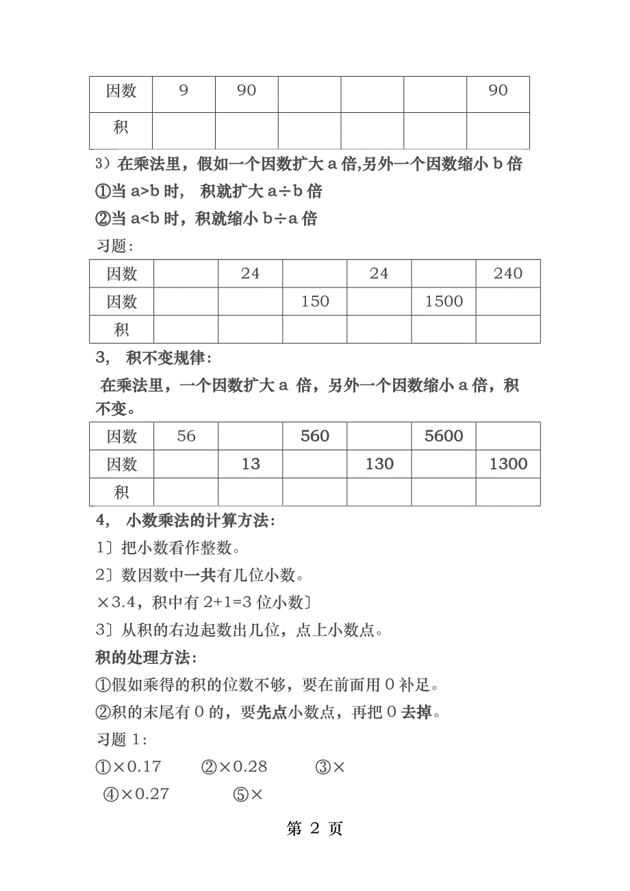 小数乘法知识点汇总_第2页