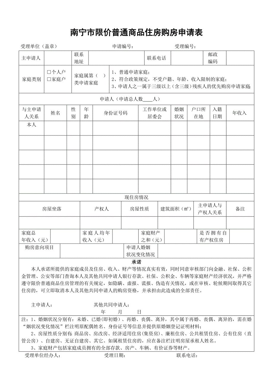 南宁市限价普通商品住房申请相关表格资料_第1页