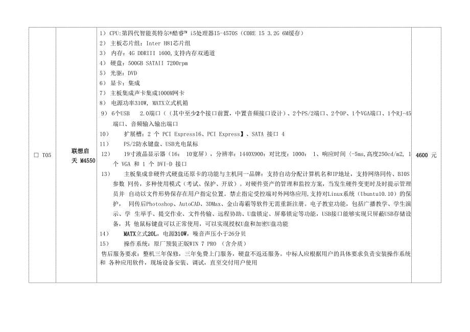 联想台式电脑选型表_第5页