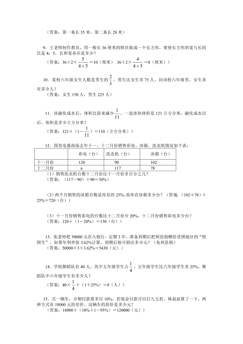 人教版六年级下册数学应用题总复习解决问题二试卷及答案_第2页