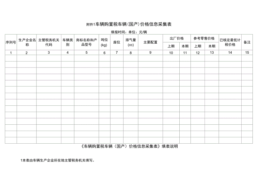 车辆购置税车辆价格信息采集表_第1页