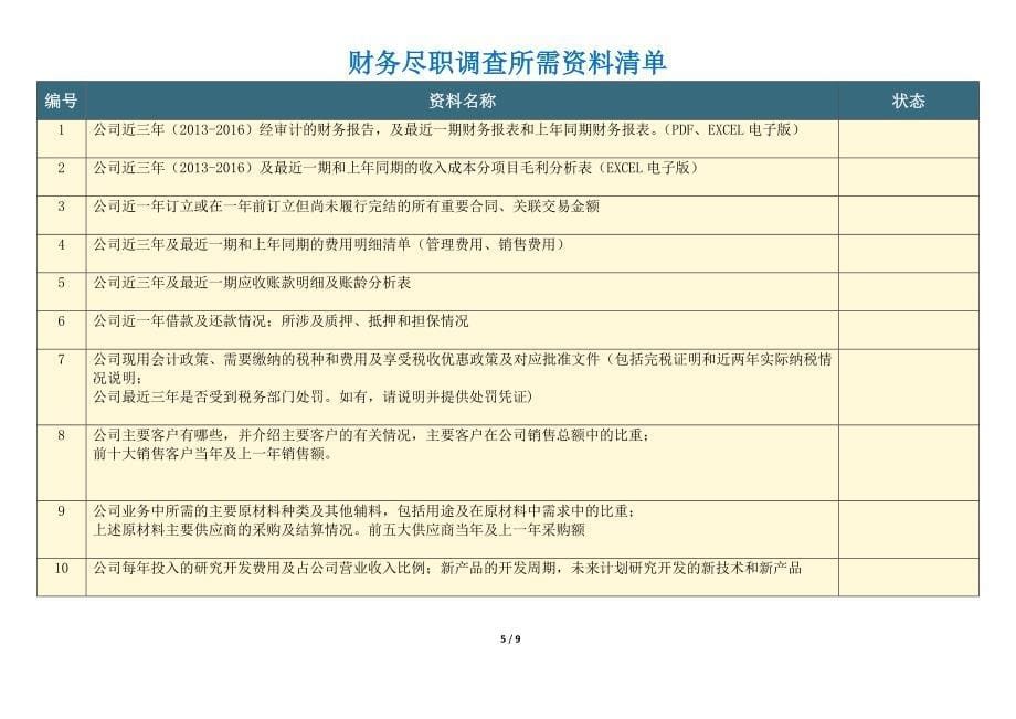 尽调清单_ 完整尽调访谈安排提纲_第5页