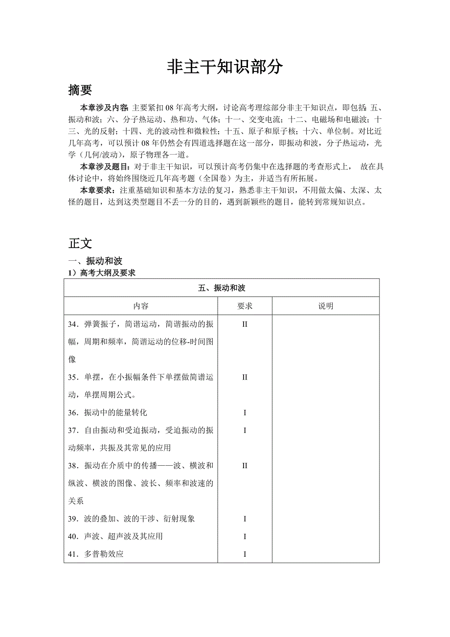 高考物理复习——非主干知识部分(振动和波热光原子).doc_第1页