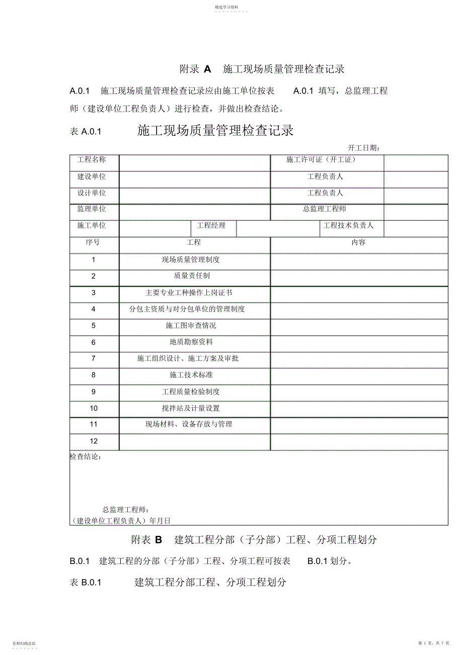 2022年房屋建筑工程单位、分部、分项划分表_第1页