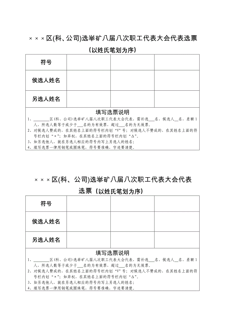 补选矿职工代表选举办法、选票、报告单_第3页