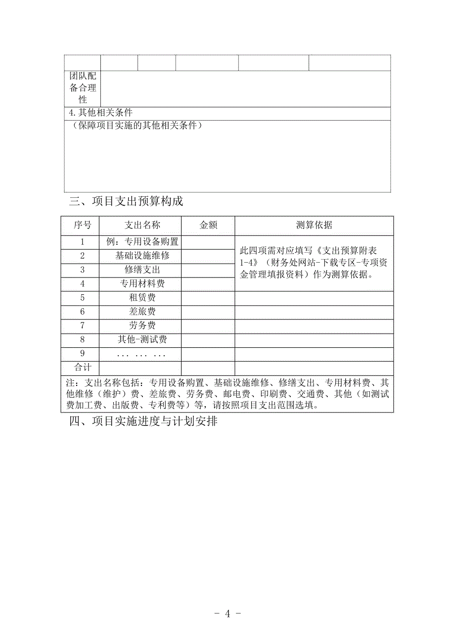 大学专项资金项目申请书_第4页