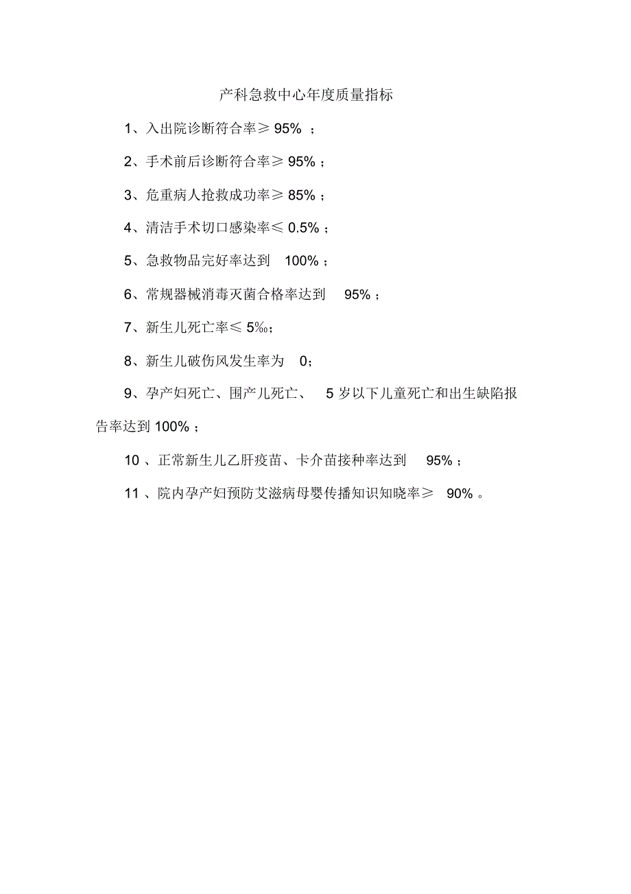 产科急救中心年度质量指标_第1页