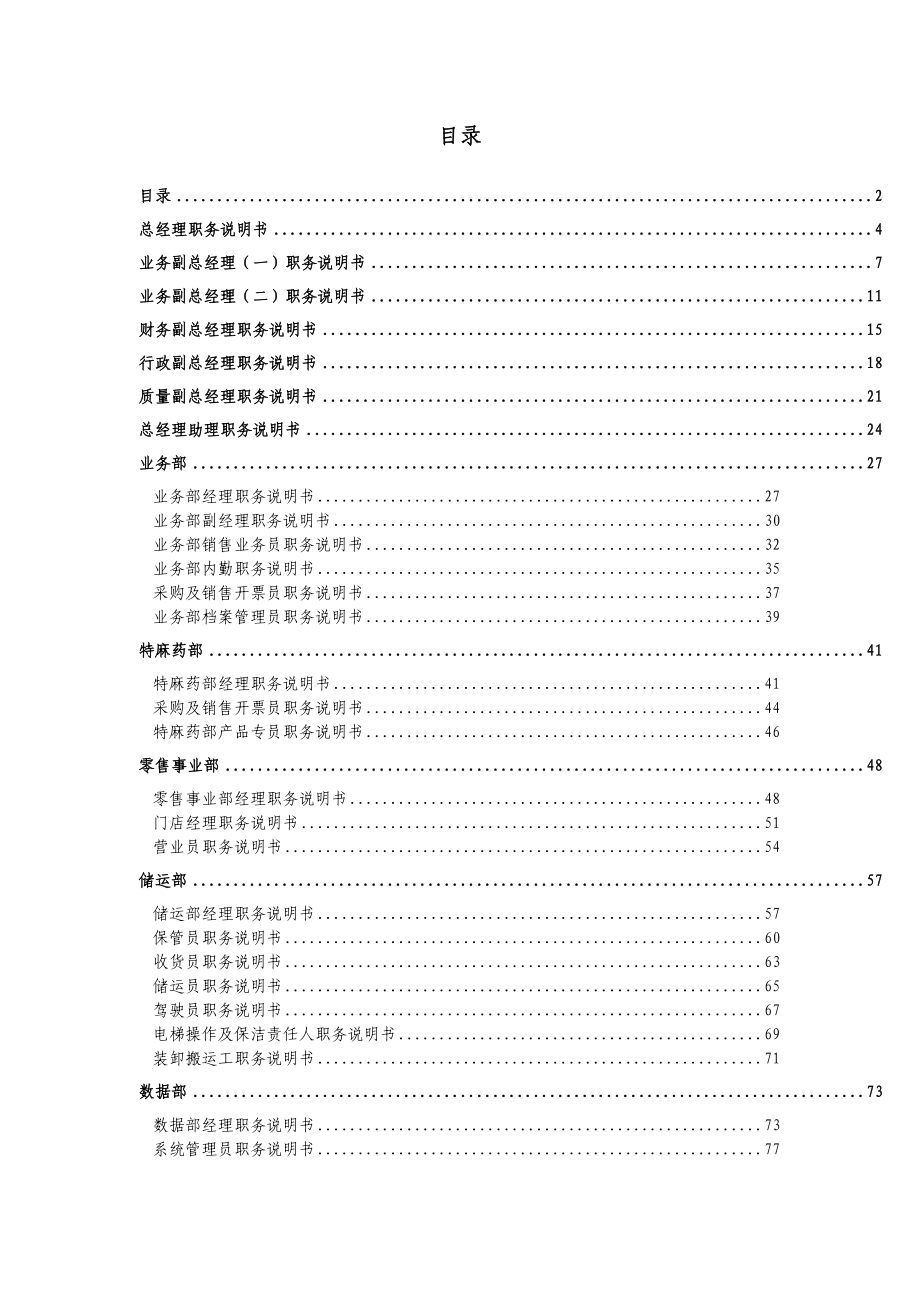 某医药公司职务说明书全套示例_第2页