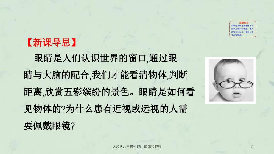 人教版八年级物理5.4眼睛和眼镜课件_第2页