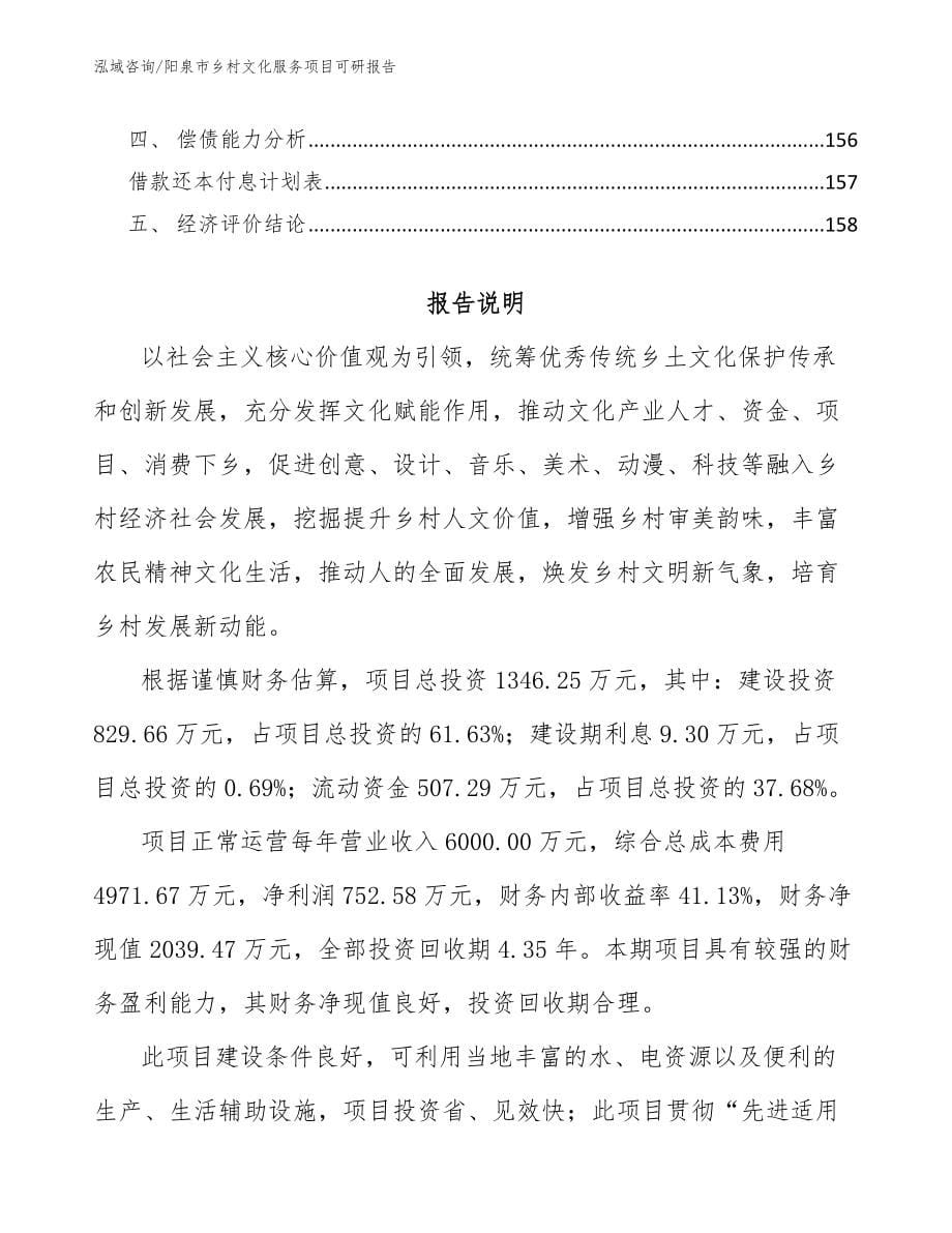 阳泉市乡村文化服务项目可研报告_模板参考_第5页