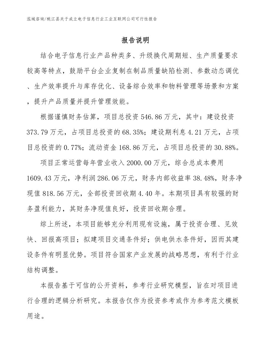 桃江县关于成立电子信息行业工业互联网公司可行性报告_第2页