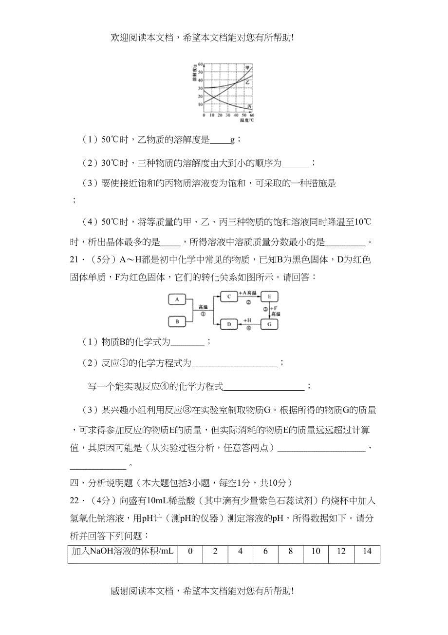 2022年江西省中等学校招生考试（课标卷）初中化学_第5页