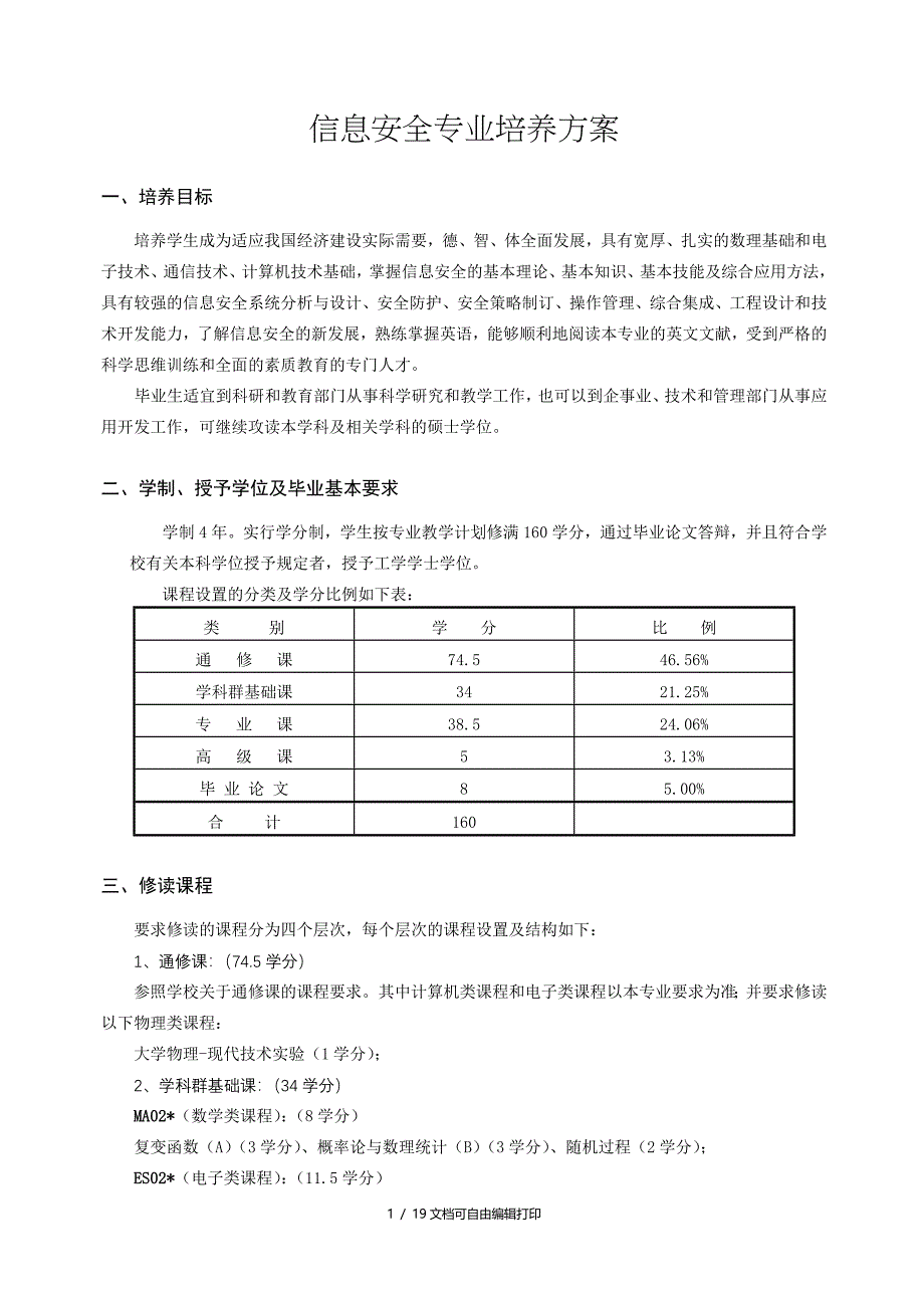 信息安全专业培养方案_第1页