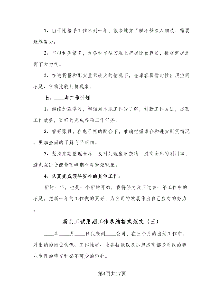 新员工试用期工作总结格式范文（九篇）_第4页